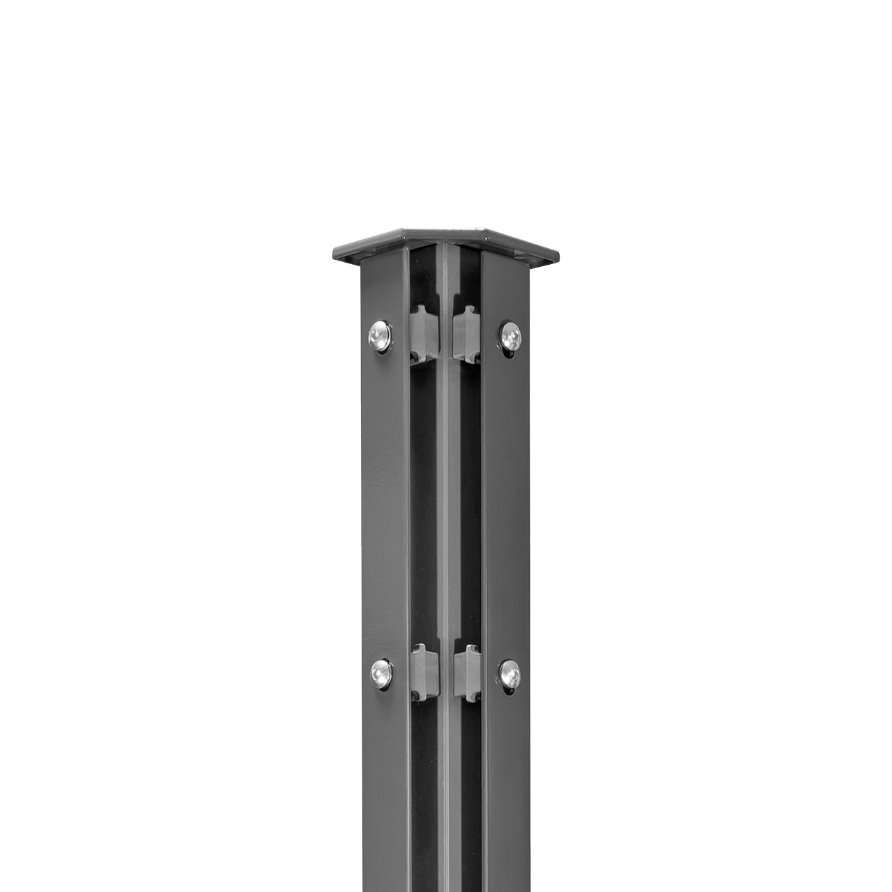 Eckpfosten anthrazit für Doppelstabmatten mit 40/5 mm Flacheisen 60 x 60 mm