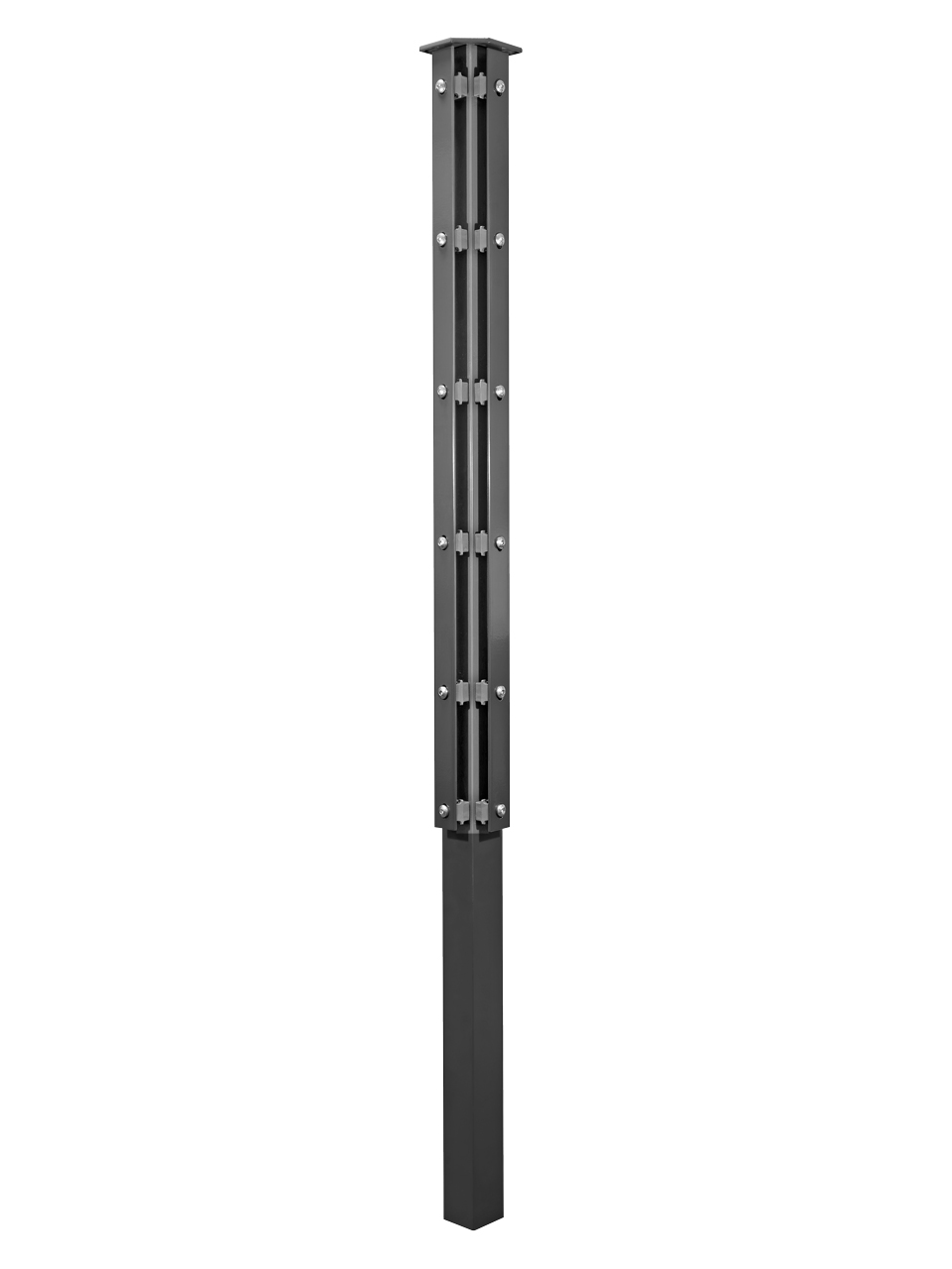 Eckpfosten anthrazit für Doppelstabmatten mit 40/5 mm Flacheisen 60 x 60 mm